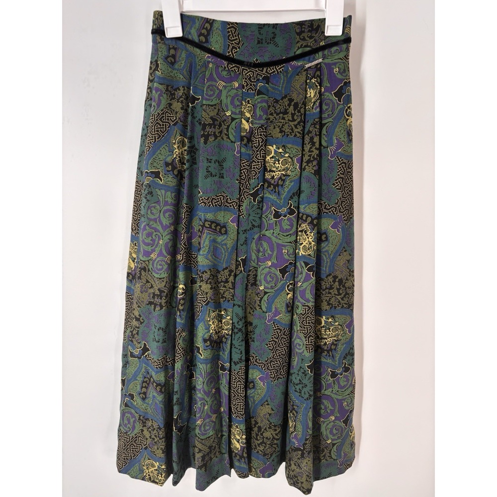 Vintage‎ Geiger Austria XS ? Pleated Skirt Tapestry Geometric Boho Folk Retro